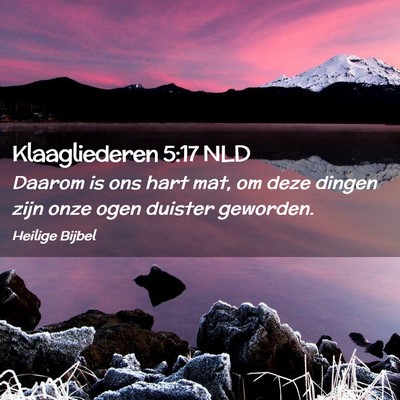 Picture 02 - Klaagliederen 5:17 NLD - Daarom is ons hart mat, om deze dingen zijn onze - Bible Verse Picture