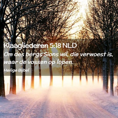 Picture 02 - Klaagliederen 5:18 NLD - Om des bergs Sions wil, die verwoest is, waar de - Bible Verse Picture