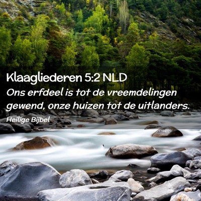Picture 02 - Klaagliederen 5:2 NLD - Ons erfdeel is tot de vreemdelingen gewend, onze - Bible Verse Picture