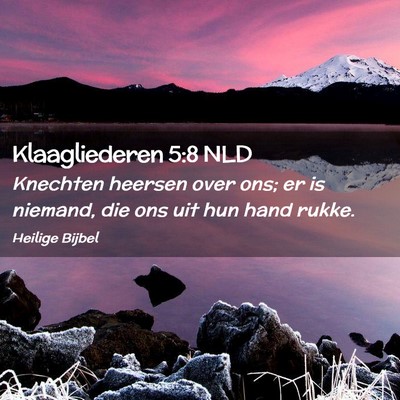 Picture 02 - Klaagliederen 5:8 NLD - Knechten heersen over ons; er is niemand, die ons - Bible Verse Picture