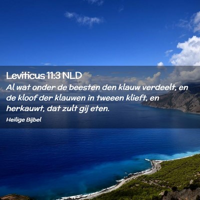 Picture 02 - Leviticus 11:3 NLD - Al wat onder de beesten den klauw verdeelt, en de - Bible Verse Picture