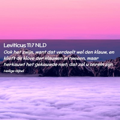 Picture 02 - Leviticus 11:7 NLD - Ook het zwijn, want dat verdeelt wel den klauw, - Bible Verse Picture