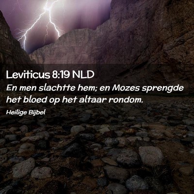 Picture 02 - Leviticus 8:19 NLD - En men slachtte hem; en Mozes sprengde het bloed - Bible Verse Picture