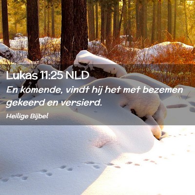 Picture 02 - Lukas 11:25 NLD - En komende, vindt hij het met bezemen gekeerd en - Bible Verse Picture