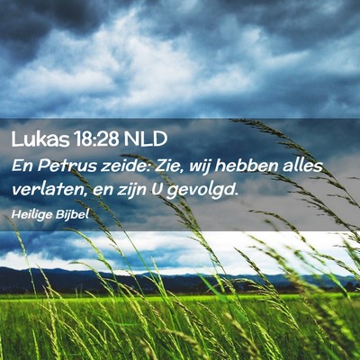 Picture 02 - Lukas 18:28 NLD - En Petrus zeide: Zie, wij hebben alles verlaten, - Bible Verse Picture
