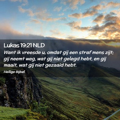 Picture 02 - Lukas 19:21 NLD - Want ik vreesde u, omdat gij een straf mens zijt; - Bible Verse Picture