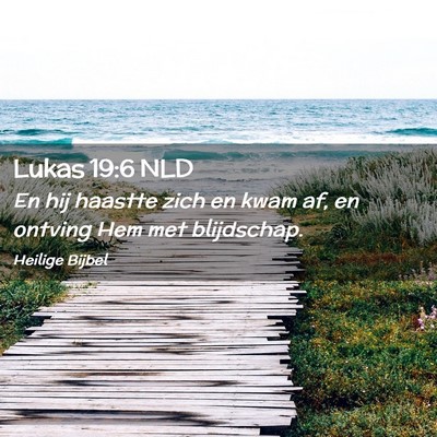 Picture 02 - Lukas 19:6 NLD - En hij haastte zich en kwam af, en ontving Hem - Bible Verse Picture