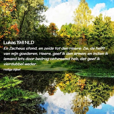 Picture 02 - Lukas 19:8 NLD - En Zacheus stond, en zeide tot den Heere: Zie, de - Bible Verse Picture