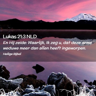 Picture 02 - Lukas 21:3 NLD - En Hij zeide: Waarlijk, Ik zeg u, dat deze arme - Bible Verse Picture
