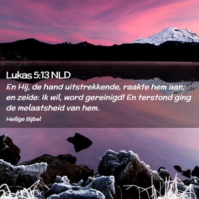 Picture 02 - Lukas 5:13 NLD - En Hij, de hand uitstrekkende, raakte hem aan; en - Bible Verse Picture