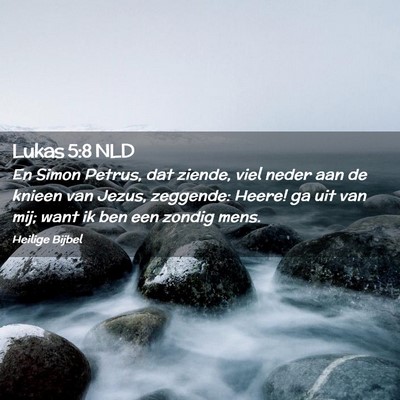 Picture 02 - Lukas 5:8 NLD - En Simon Petrus, dat ziende, viel neder aan de - Bible Verse Picture