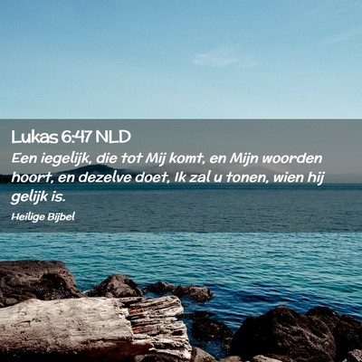 Picture 02 - Lukas 6:47 NLD - Een iegelijk, die tot Mij komt, en Mijn woorden - Bible Verse Picture