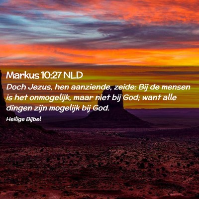 Picture 02 - Markus 10:27 NLD - Doch Jezus, hen aanziende, zeide: Bij de mensen - Bible Verse Picture