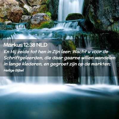 Picture 02 - Markus 12:38 NLD - En Hij zeide tot hen in Zijn leer: Wacht u voor - Bible Verse Picture