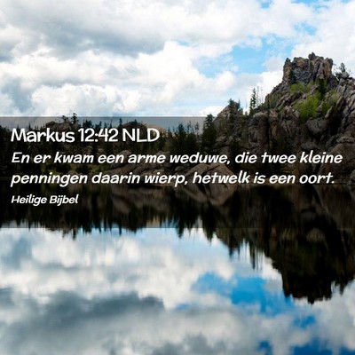 Picture 02 - Markus 12:42 NLD - En er kwam een arme weduwe, die twee kleine - Bible Verse Picture