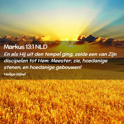 Picture 02 - Markus 13:1 NLD - En als Hij uit den tempel ging, zeide een van - Bible Verse Picture