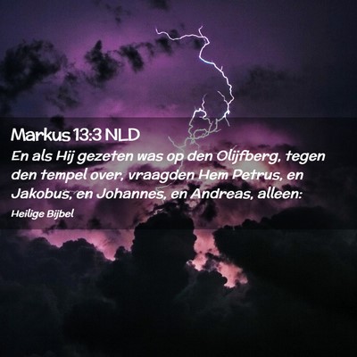 Picture 02 - Markus 13:3 NLD - En als Hij gezeten was op den Olijfberg, tegen - Bible Verse Picture