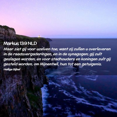 Picture 02 - Markus 13:9 NLD - Maar ziet gij voor uzelven toe; want zij zullen u - Bible Verse Picture