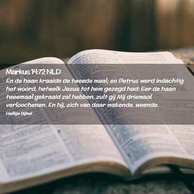 Picture 02 - Markus 14:72 NLD - En de haan kraaide de tweede maal; en Petrus werd - Bible Verse Picture