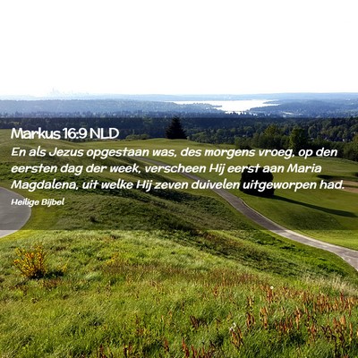 Picture 02 - Markus 16:9 NLD - En als Jezus opgestaan was, des morgens vroeg, op - Bible Verse Picture