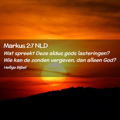 Picture 02 - Markus 2:7 NLD - Wat spreekt Deze aldus gods lasteringen? Wie kan - Bible Verse Picture