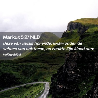Picture 02 - Markus 5:27 NLD - Deze van Jezus horende, kwam onder de schare van - Bible Verse Picture