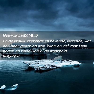 Picture 02 - Markus 5:33 NLD - En de vrouw, vrezende en bevende, wetende, wat - Bible Verse Picture