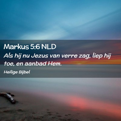 Picture 02 - Markus 5:6 NLD - Als hij nu Jezus van verre zag, liep hij toe, en - Bible Verse Picture