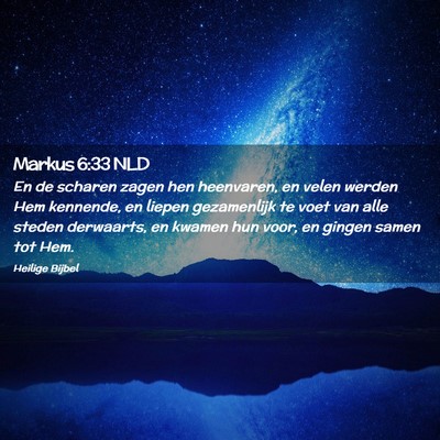 Picture 02 - Markus 6:33 NLD - En de scharen zagen hen heenvaren, en velen - Bible Verse Picture