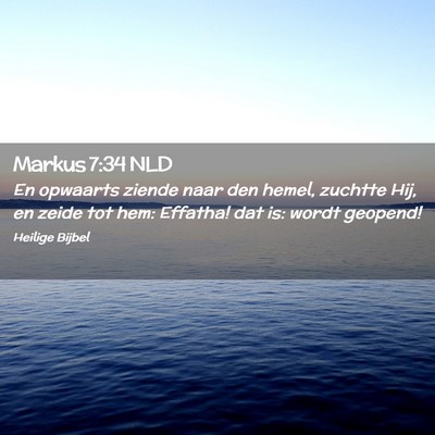 Picture 02 - Markus 7:34 NLD - En opwaarts ziende naar den hemel, zuchtte Hij, - Bible Verse Picture