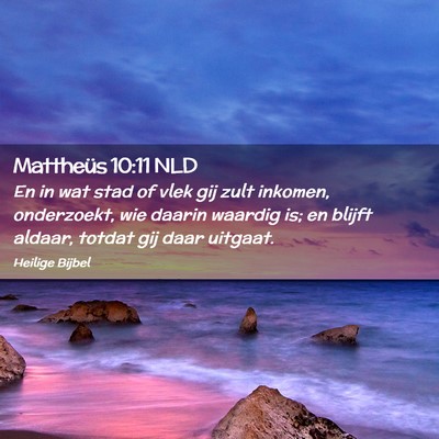 Picture 02 - Mattheüs 10:11 NLD - En in wat stad of vlek gij zult inkomen, - Bible Verse Picture