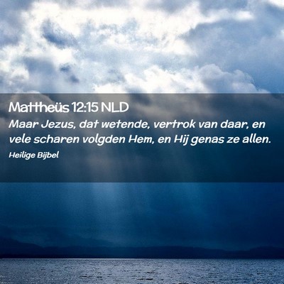 Picture 02 - Mattheüs 12:15 NLD - Maar Jezus, dat wetende, vertrok van daar, en - Bible Verse Picture