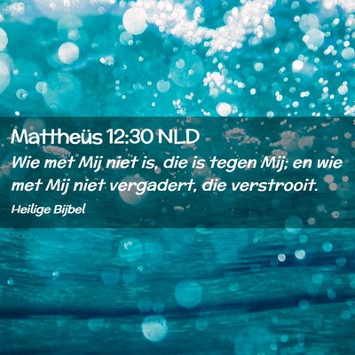 Picture 02 - Mattheüs 12:30 NLD - Wie met Mij niet is, die is tegen Mij; en wie met - Bible Verse Picture