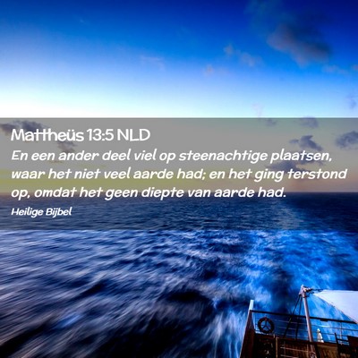 Picture 02 - Mattheüs 13:5 NLD - En een ander deel viel op steenachtige plaatsen, - Bible Verse Picture