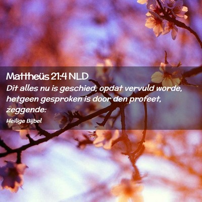 Picture 02 - Mattheüs 21:4 NLD - Dit alles nu is geschied, opdat vervuld worde, - Bible Verse Picture