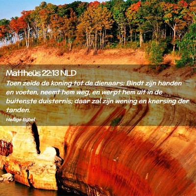 Picture 02 - Mattheüs 22:13 NLD - Toen zeide de koning tot de dienaars: Bindt zijn - Bible Verse Picture