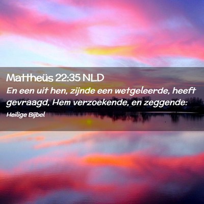 Picture 02 - Mattheüs 22:35 NLD - En een uit hen, zijnde een wetgeleerde, heeft - Bible Verse Picture