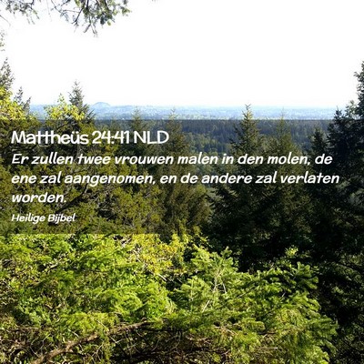 Picture 02 - Mattheüs 24:41 NLD - Er zullen twee vrouwen malen in den molen, de ene - Bible Verse Picture