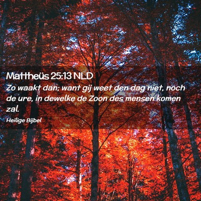 Picture 02 - Mattheüs 25:13 NLD - Zo waakt dan; want gij weet den dag niet, noch de - Bible Verse Picture