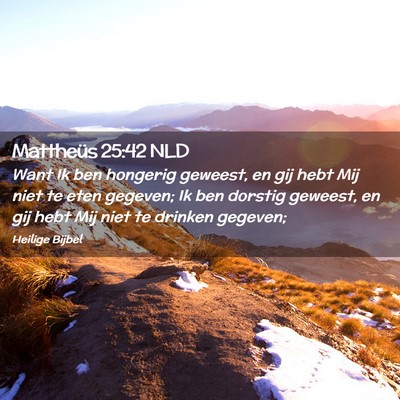 Picture 02 - Mattheüs 25:42 NLD - Want Ik ben hongerig geweest, en gij hebt Mij - Bible Verse Picture