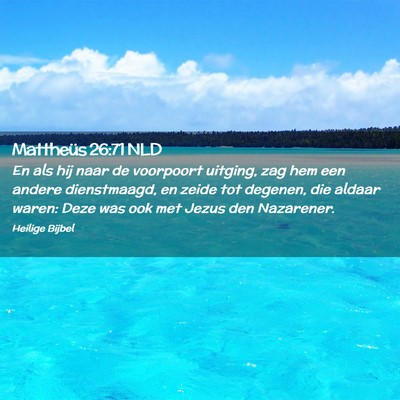 Picture 02 - Mattheüs 26:71 NLD - En als hij naar de voorpoort uitging, zag hem een - Bible Verse Picture