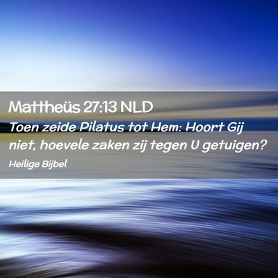 Picture 02 - Mattheüs 27:13 NLD - Toen zeide Pilatus tot Hem: Hoort Gij niet, - Bible Verse Picture