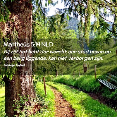 Picture 02 - Mattheüs 5:14 NLD - Gij zijt het licht der wereld; een stad boven op - Bible Verse Picture