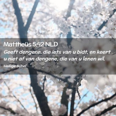 Picture 02 - Mattheüs 5:42 NLD - Geeft dengene, die iets van u bidt, en keert u - Bible Verse Picture