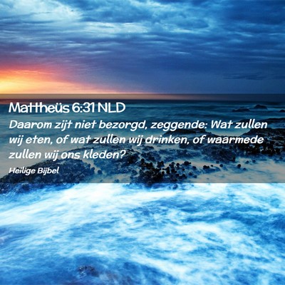 Picture 02 - Mattheüs 6:31 NLD - Daarom zijt niet bezorgd, zeggende: Wat zullen - Bible Verse Picture