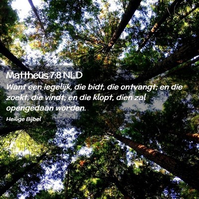 Picture 02 - Mattheüs 7:8 NLD - Want een iegelijk, die bidt, die ontvangt; en die - Bible Verse Picture