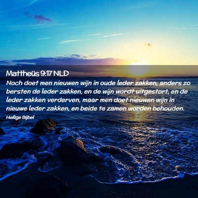 Picture 02 - Mattheüs 9:17 NLD - Noch doet men nieuwen wijn in oude leder zakken; - Bible Verse Picture