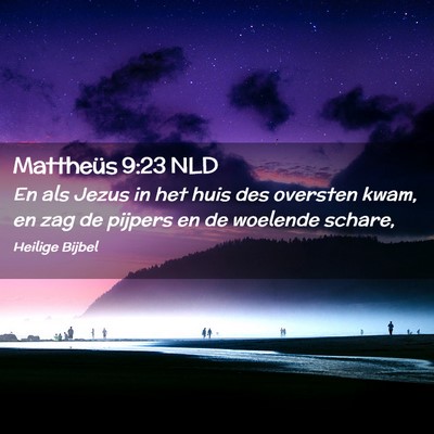 Picture 02 - Mattheüs 9:23 NLD - En als Jezus in het huis des oversten kwam, en - Bible Verse Picture