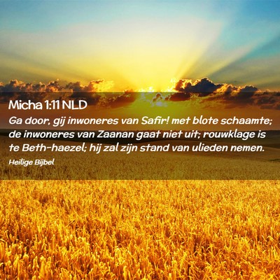 Picture 02 - Micha 1:11 NLD - Ga door, gij inwoneres van Safir! met blote - Bible Verse Picture