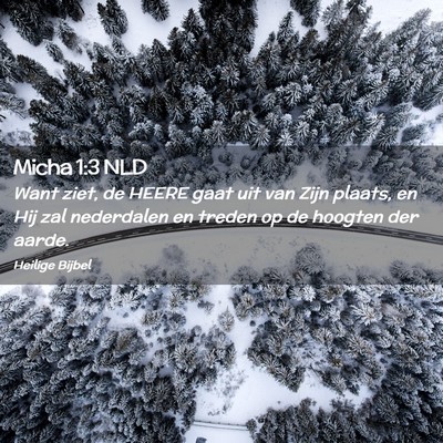 Picture 02 - Micha 1:3 NLD - Want ziet, de HEERE gaat uit van Zijn plaats, en - Bible Verse Picture